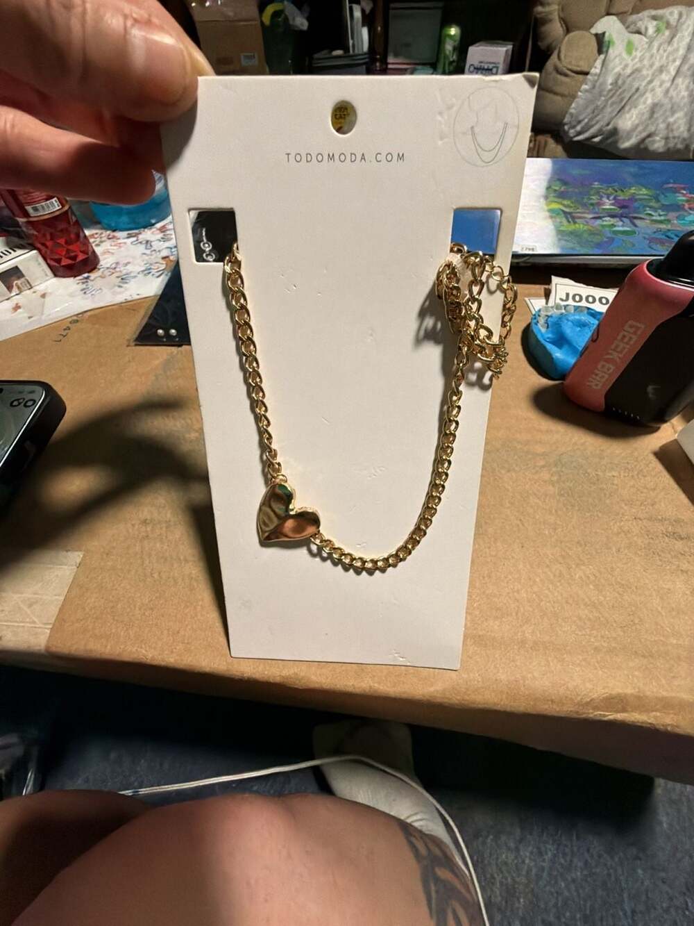 J0030 Todomoda Gold Heart Chain Necklace New